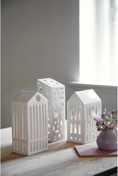 Portacandele in ceramica per tea light Urbania Lighthouse High Building - Kähler Design