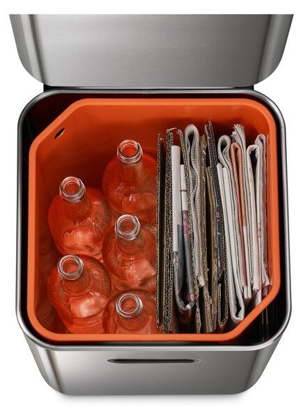 Bidone in acciaio per rifiuti differenziati in argento 40 l Totem Compact - Joseph Joseph