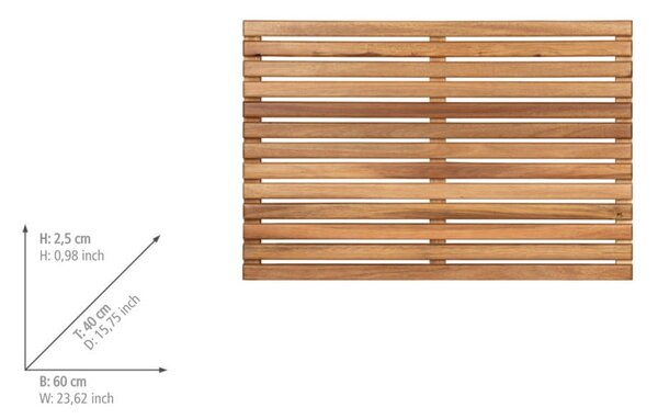 Tappetino da bagno in legno di colore naturale 40x60 cm Acacia - Wenko