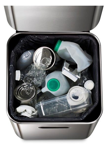 Bidone in acciaio per rifiuti differenziati in argento 40 l Totem Compact - Joseph Joseph