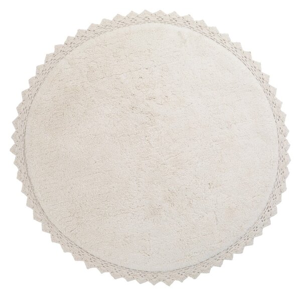 Tappeto in cotone bianco panna fatto a mano, ø 110 cm Perla - Nattiot