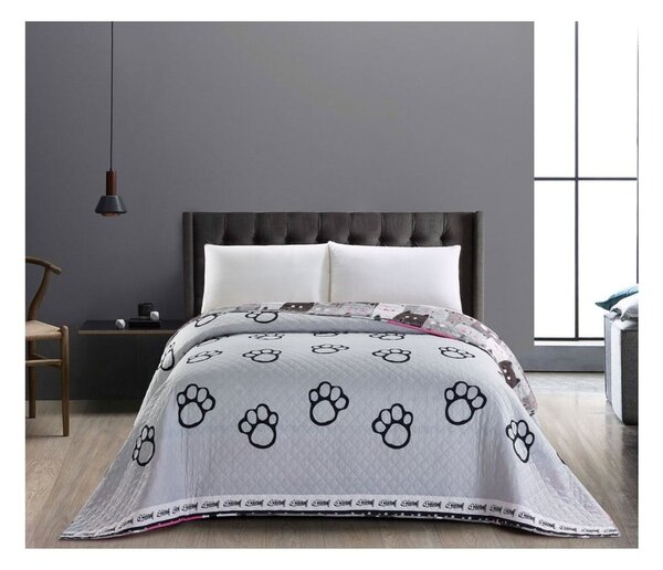 Copriletto reversibile in microfibra grigia Cat Invasion, 200 x 220 cm Cats Invasion - DecoKing