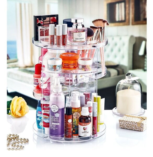 Organizer da bagno girevole in plastica trasparente per cosmetici - Hermia
