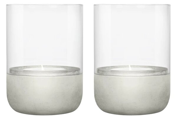 Set di 2 candelieri in vetro con base in cemento Calma - Blomus