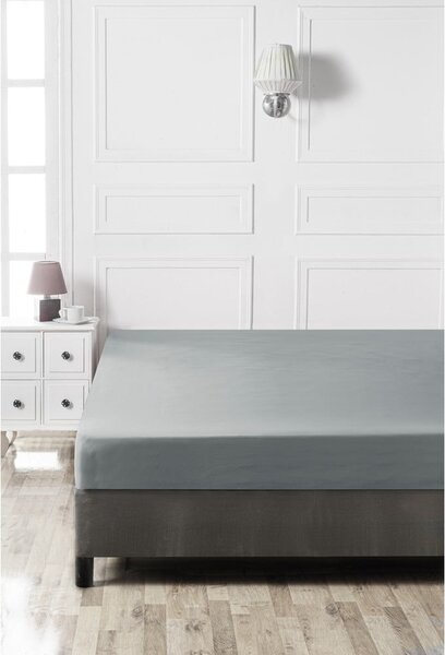 Lenzuolo in cotone elasticizzato grigio scuro 160x200 cm - Mijolnir