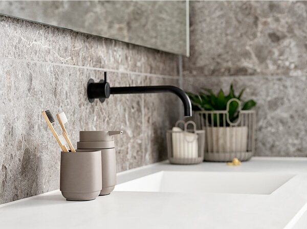 Tazza in cemento beige per spazzolini da denti Time - Zone