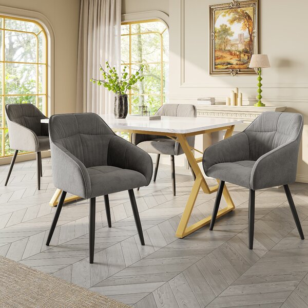 Tavolo Da Pranzo Rotondo 80x80x76 Cm, Gambe In Metallo Dorato, Piano In Mdf Marmorizzato Per Sala Da Pranzo 87622428