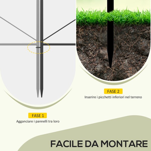 Outsunny Recinzione Esterna a 5 Pannelli in Metallo con Paletti, 305x62 cm, Nera