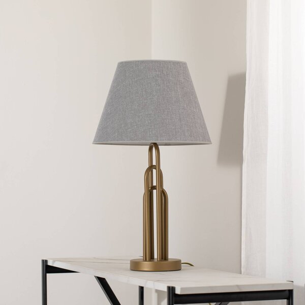 Lampada da tavolo Lazar Avonni, Alluminio / Grigio / Zincato, Soggiorno / Sala da pranzo, Tessuto / Stoffa / Seta, Lampada da tavolo