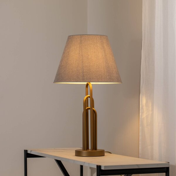 Lampada da tavolo Lazar Avonni, Alluminio / Grigio / Zincato, Soggiorno / Sala da pranzo, Tessuto / Stoffa / Seta, Lampada da tavolo
