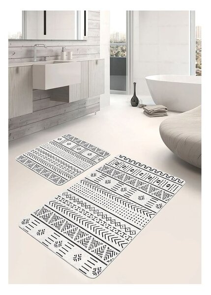 Tappetini da bagno bianchi e neri in set da 2 pezzi 60x100 cm - Mila Home