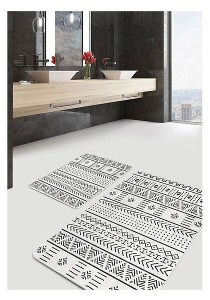 Tappetini da bagno bianchi e neri in set da 2 pezzi 60x100 cm - Mila Home
