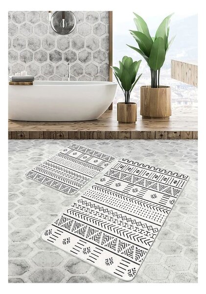 Tappetini da bagno bianchi e neri in set da 2 pezzi 60x100 cm - Mila Home