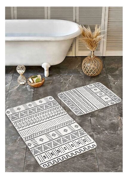 Tappetini da bagno bianchi e neri in set da 2 pezzi 60x100 cm - Mila Home