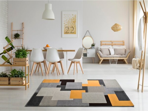 Tappeto grigio-arancio , 80 x 150 cm Leo Square - Universal