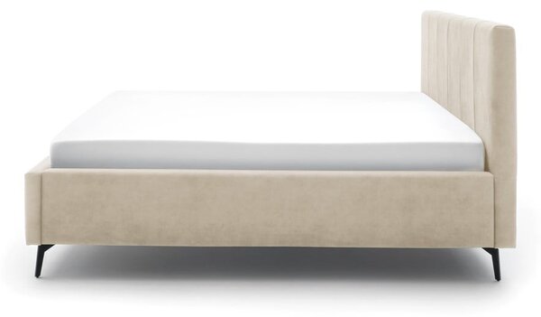 Letto matrimoniale imbottito beige con contenitore con rete inclusa 180x200 cm Lizzano – Meise Möbel