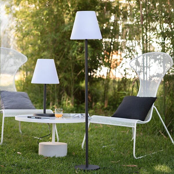 Lampada da terra a piantana Altair 3W Nera e bianca con pannello solare ricaricabile USB telecomando IP65 RGB + Bianco caldo 3000K Novaline