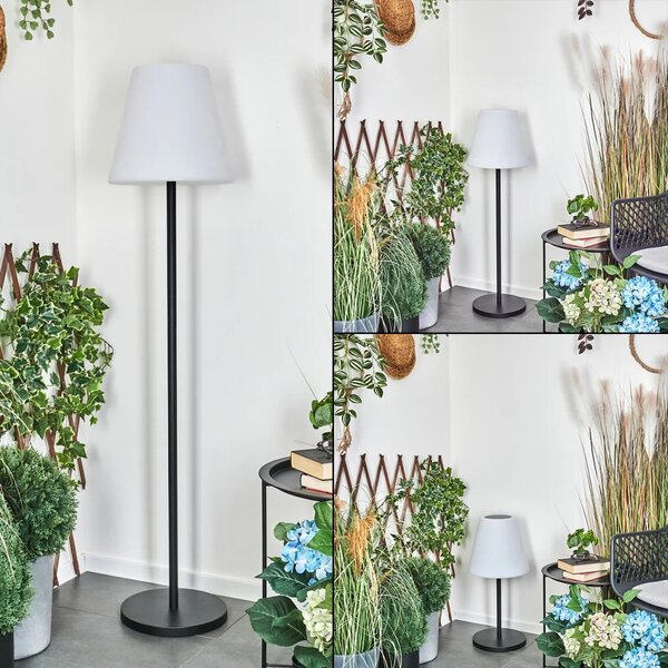 Lampada da terra a piantana Altair 3W Nera e bianca con pannello solare ricaricabile USB telecomando IP65 RGB + Bianco caldo 3000K Novaline