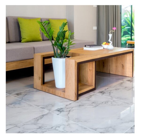 Adesivo per pavimenti Lastre adesive in marmo bianco, 30 x 30 cm - Ambiance