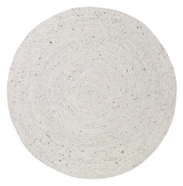 Tappeto in misto lana e cotone bianco e grigio, fatto a mano, ø 110 cm Neethu - Nattiot