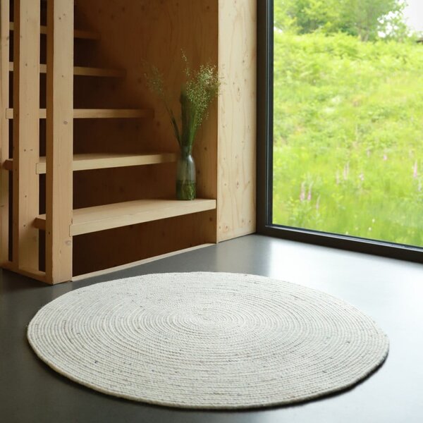 Tappeto bianco in misto lana e cotone fatto a mano, ø 140 cm Neethu - Nattiot