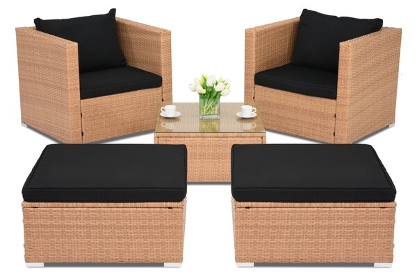 Mobili da giardino in technorattan Roma Terrace + 2 pouf Garden Point giallo miele