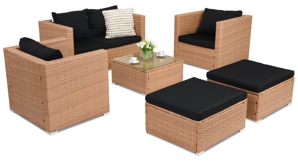Mobili da giardino in technorattan Roma Apetito 4 + 2 pouf Garden Point giallo miele