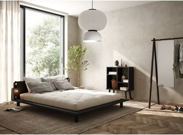 Letto matrimoniale nero in legno di pino con griglia 180x200 cm Peek - Karup Design