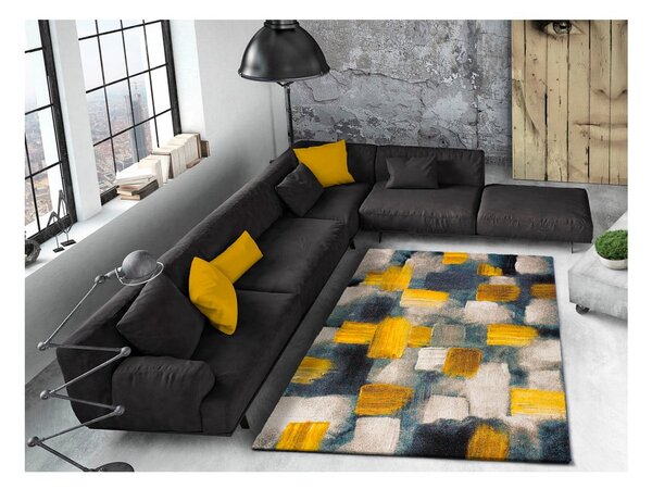 Tappeto blu e giallo , 140 x 200 cm Lienzo - Universal