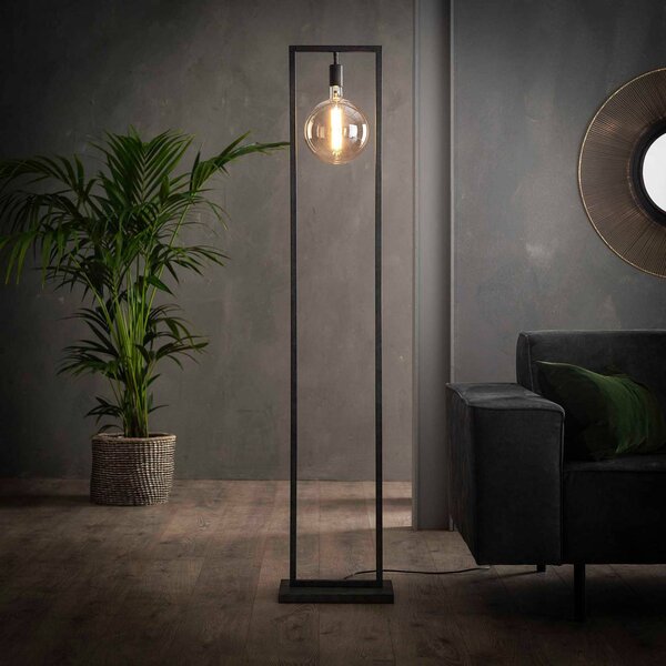 Lampada da terra moderna ed elegante in metallo con treppiede, paralume in  tessuto nero, decoro in oro rosa, lampada alta 160 cm per soggiorno camera