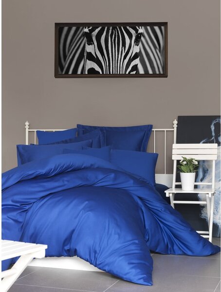 Biancheria da letto singola in cotone sateen blu scuro 140x200 cm - Mijolnir
