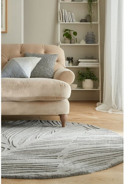 Tappeto rotondo in lana grigia ø 160 cm Leaf - Flair Rugs