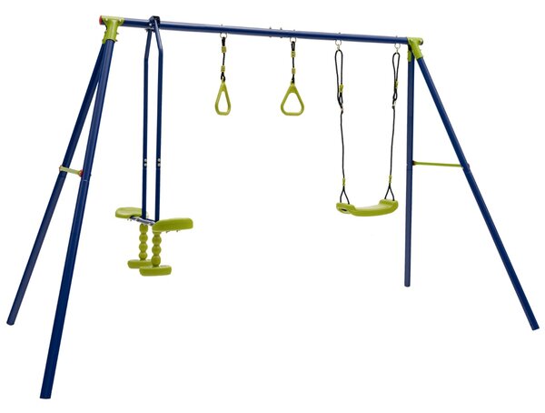 Costway Supporto per altalena 3-in-1 con anelli da ginnastica, Attrezzature per giochi all’aperto con picchetti da terra