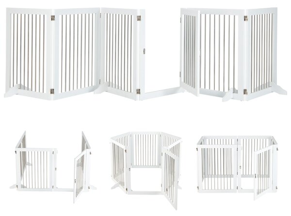 Costway Recinzione per animali domestici con 6 pannelli, Box per animali domestici 366x80cm Bianco