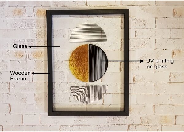 Quadro in vetro in cornice nera Forme II., 32 x 42 cm - Vavien Artwork