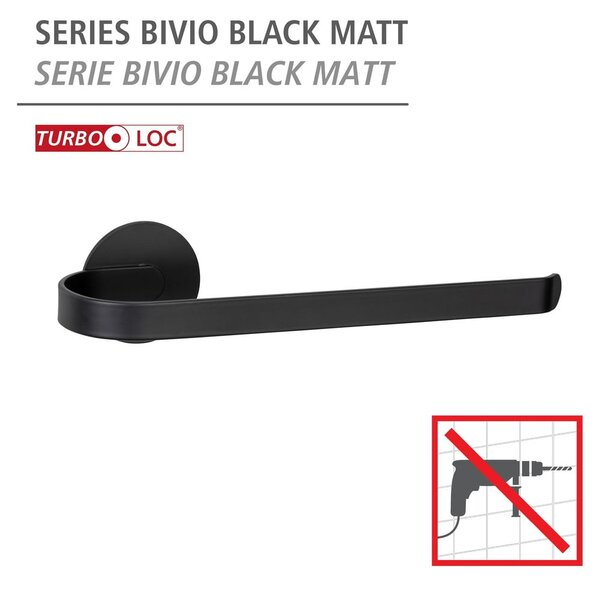 Porta asciugamani in metallo autoportante nero opaco Bivio - Wenko