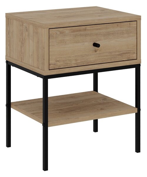 Comodino in rovere con ripiani in colore naturale Lisa - Marckeric
