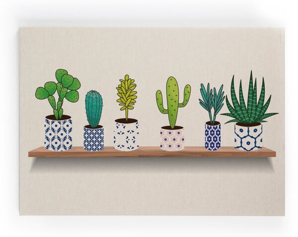 Pittura su tela Shelve, 60 x 40 cm Lino Cactus - Really Nice Things