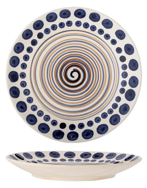 Piatto in gres bianco-blu scuro ø 27 cm Shama - Bloomingville