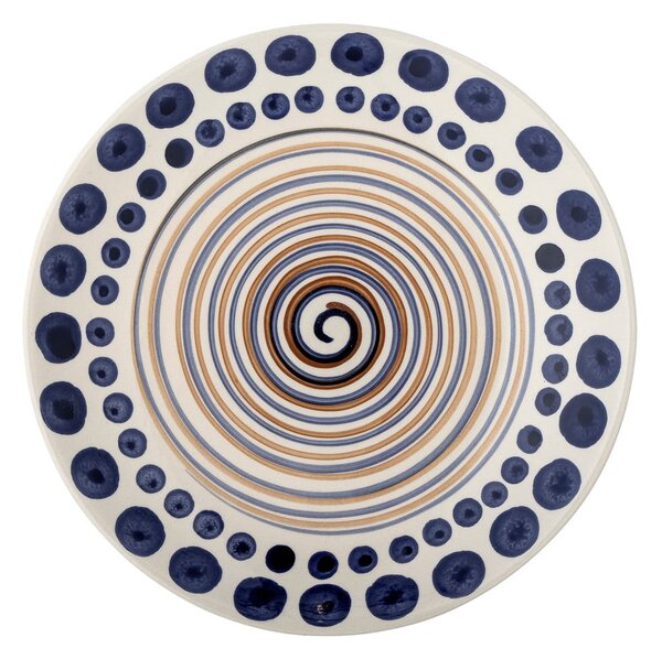 Piatto in gres bianco-blu scuro ø 27 cm Shama - Bloomingville