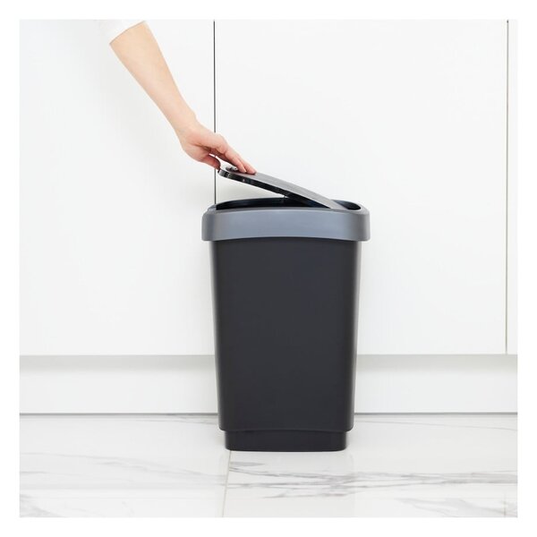 Cestino in plastica riciclata argento-nero 10 l Twist - Rotho