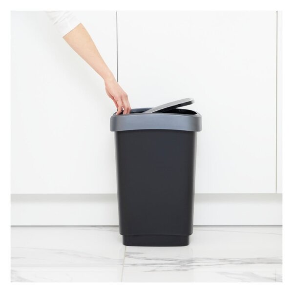 Cestino in plastica riciclata argento-nero 10 l Twist - Rotho