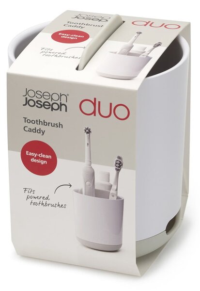 Bicchiere di plastica bianco per spazzolini da denti Duo - Joseph Joseph