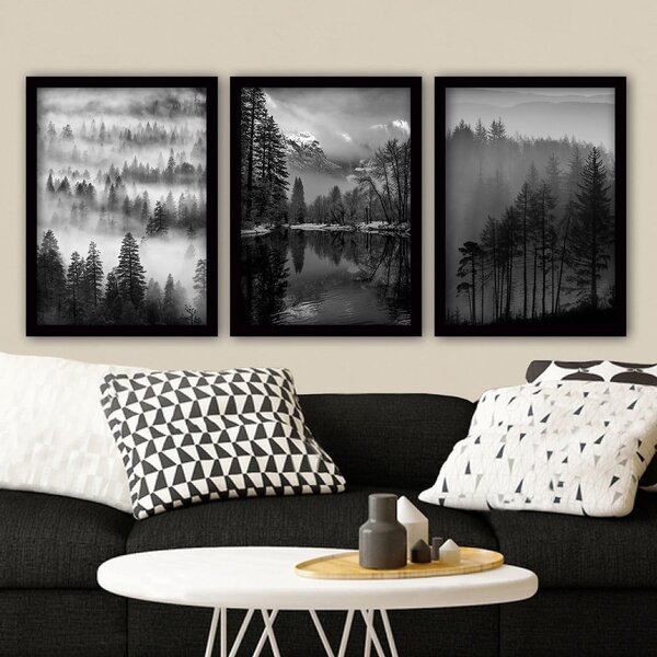 Dipinti in set di 3 pezzi 35x45 cm Black & White - Wallity