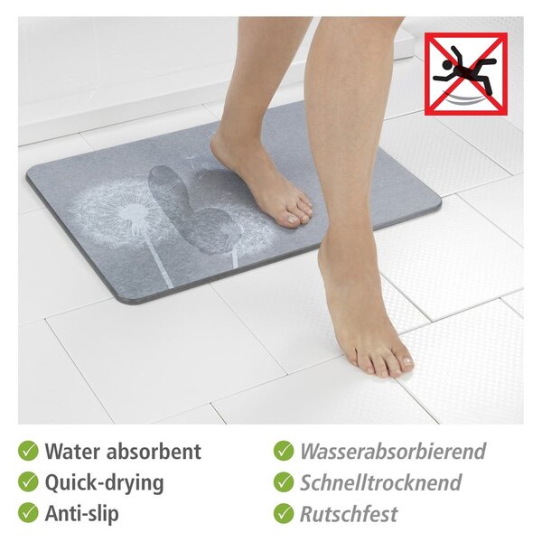 Tappetino da bagno grigio in terra di diatomee 39x60 cm Astera - Wenko