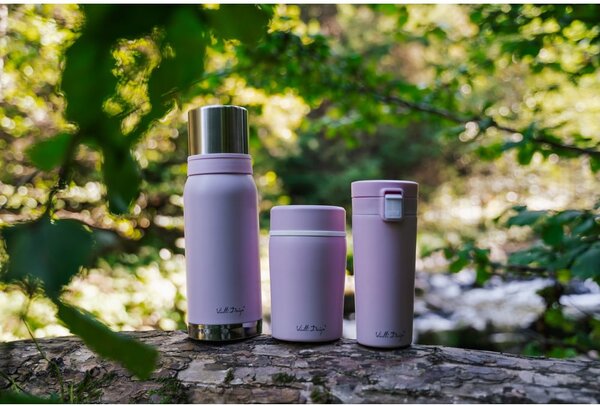 Tazza termica da viaggio rosa, 400 ml Fuori - Vialli Design