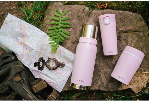 Tazza termica da viaggio rosa, 400 ml Fuori - Vialli Design