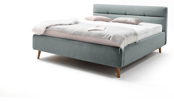 Letto matrimoniale imbottito azzurro con contenitore con rete inclusa 180x200 cm Lotte – Meise Möbel