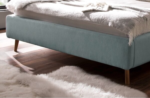 Letto matrimoniale imbottito azzurro con contenitore con rete inclusa 180x200 cm Lotte – Meise Möbel