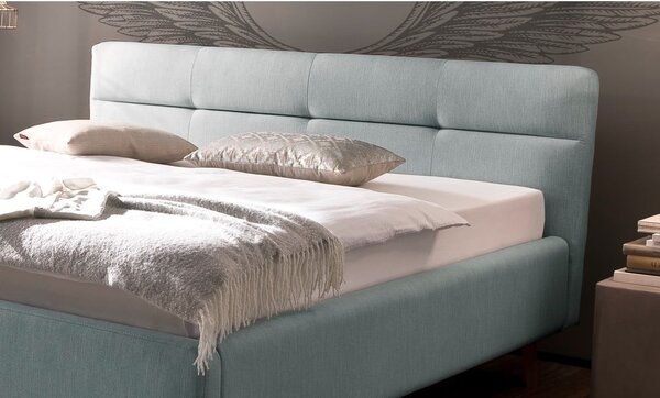 Letto matrimoniale imbottito azzurro con contenitore con rete inclusa 180x200 cm Lotte – Meise Möbel